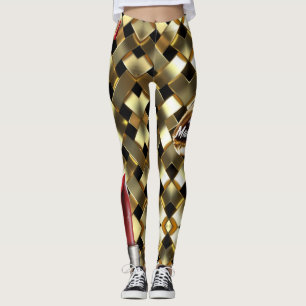 Leggings Moda Gold Elegant Lips Girly 2022 bday Personaliza