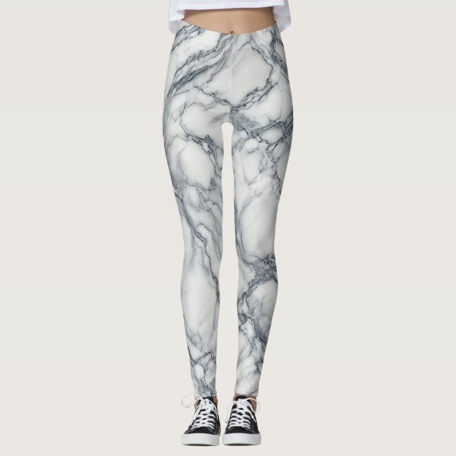 Leggings Moda Gris y Mármol Blanco Aspecto Glamour (Anverso)