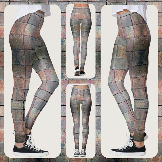 Leggings Moda gris y rojo ladrillo a cuadros (Subido por el creador)