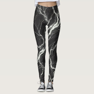 Leggings Moda Marble blanco y negro glamour