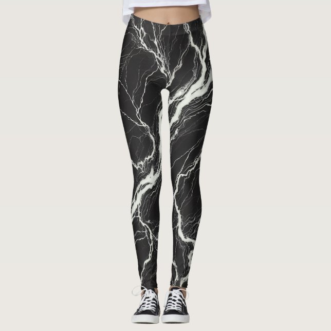 Leggings Moda Marble blanco y negro glamour (Anverso)