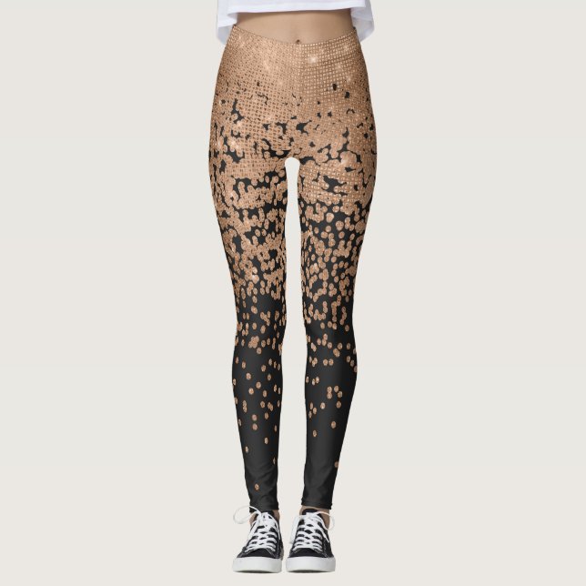 Leggings Moda moderna Black Gold Polka Dot Black Confetti (Anverso)
