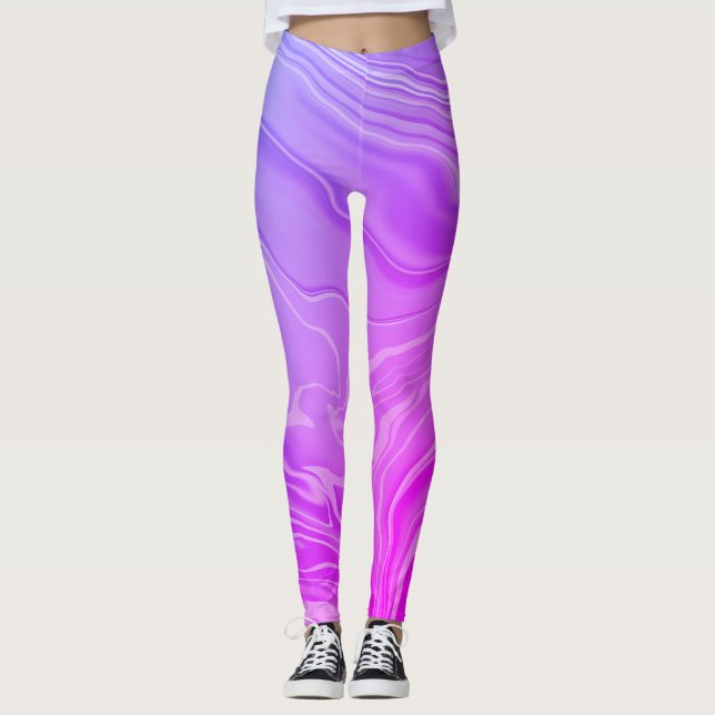 Leggings Moda moderna de moda de mármol rosa violeta (Anverso)