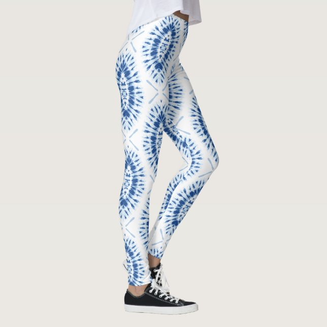 Leggings Moda moderna del patrón de tinte azul Shobori (Derecha)
