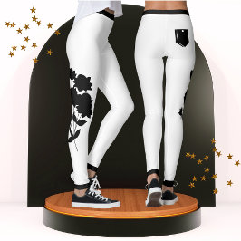Leggings Moda moderna floral blanca y negra de moda