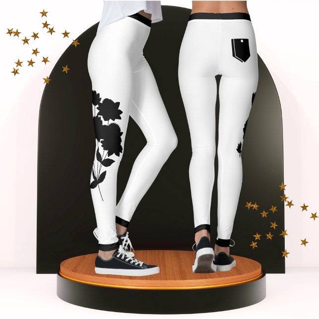 Leggings Moda moderna floral blanca y negra de moda (Subido por el creador)