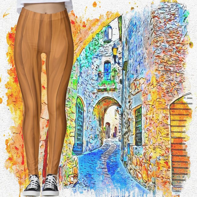 Leggings Moda moderna Resumen Art Brown Diseñador de madera (Modern Chic Abstract Art Brown Wooden Designer Leggings)