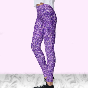 Leggings Moda moderna y de diseño morado y blanco