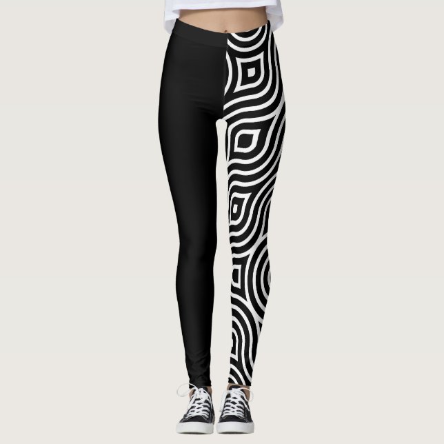 Leggings Moda Monocromo de las mujeres en blanco y negro (Anverso)