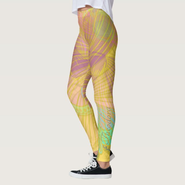 Leggings Moda Naranja amarillo mariposa dorada (Izquierda)