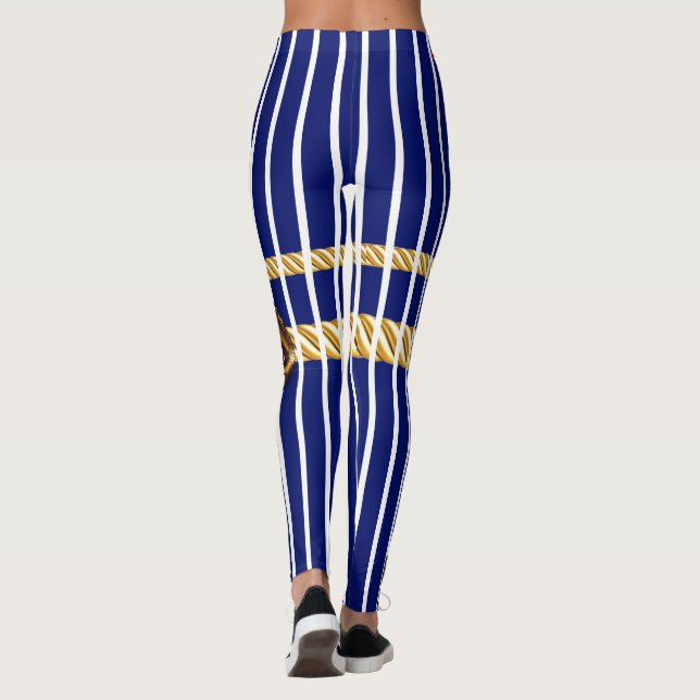Leggings Moda Navy Gold Lips Líneas Belleza Girly Personali (Reverso)