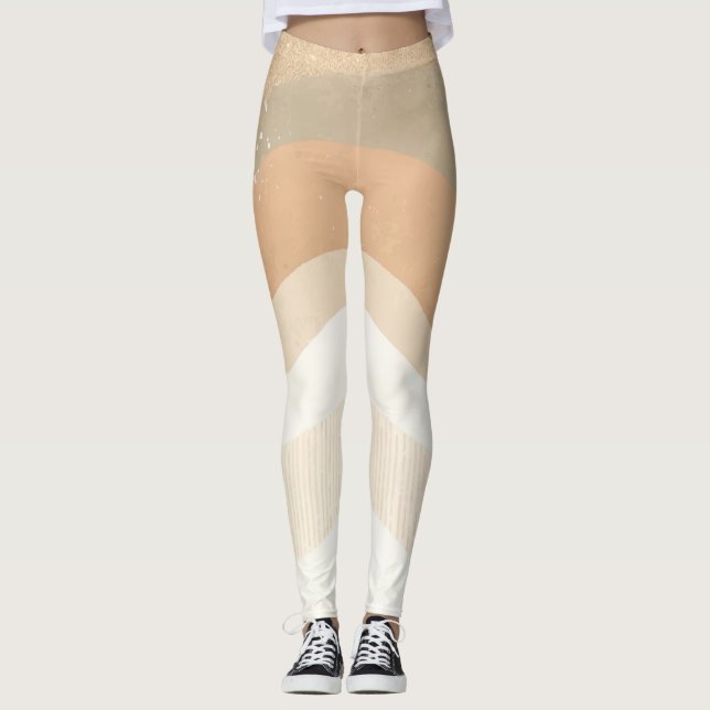 Leggings Moda Neutral de las Olas de Mod Retro (Anverso)