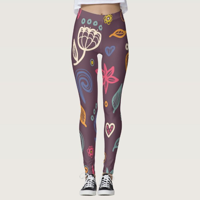 Leggings Moda Patrón botánico moderno (Anverso)
