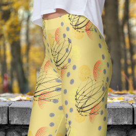 Leggings Moda Patrón de vórtice atómico amarillo