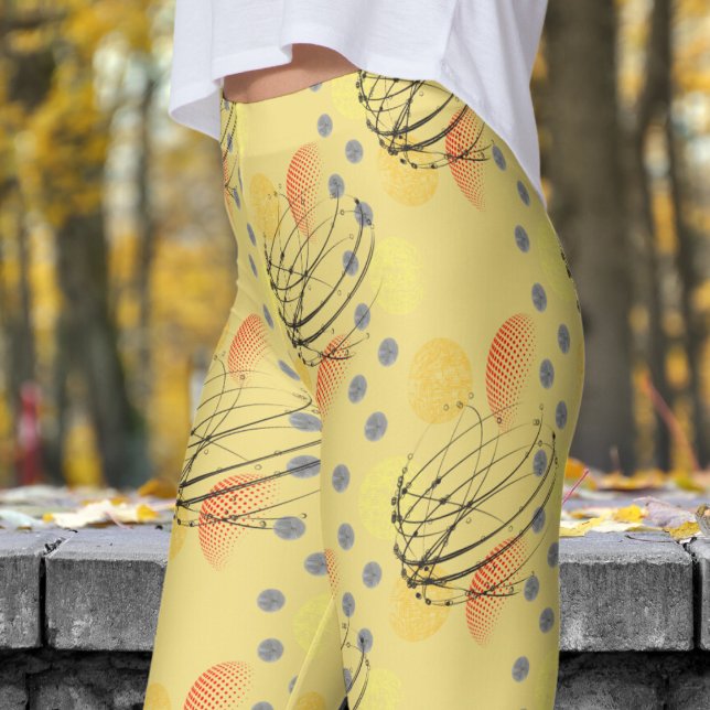 Leggings Moda Patrón de vórtice atómico amarillo (Buff Yellow Atomic Vortex Leggings)