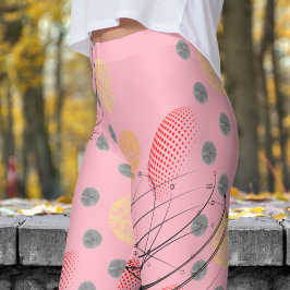 Leggings Moda Patrón de vórtice atómico rosa