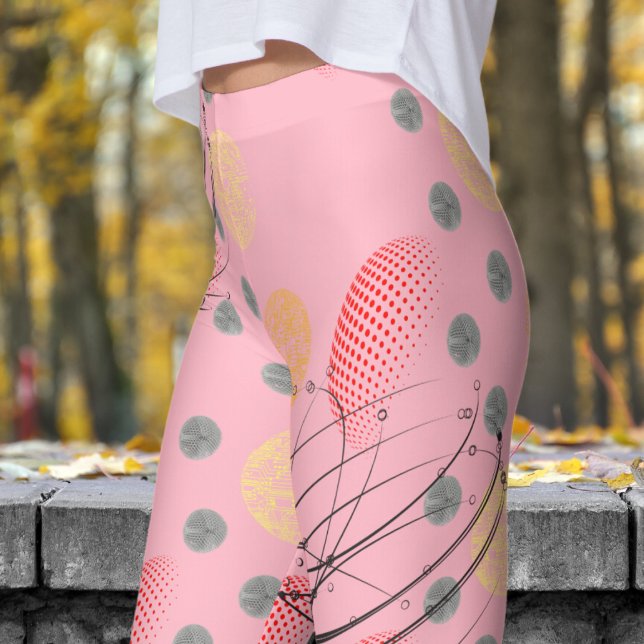 Leggings Moda Patrón de vórtice atómico rosa (Cherry Blossom Pink Atomic Vortex Leggings)