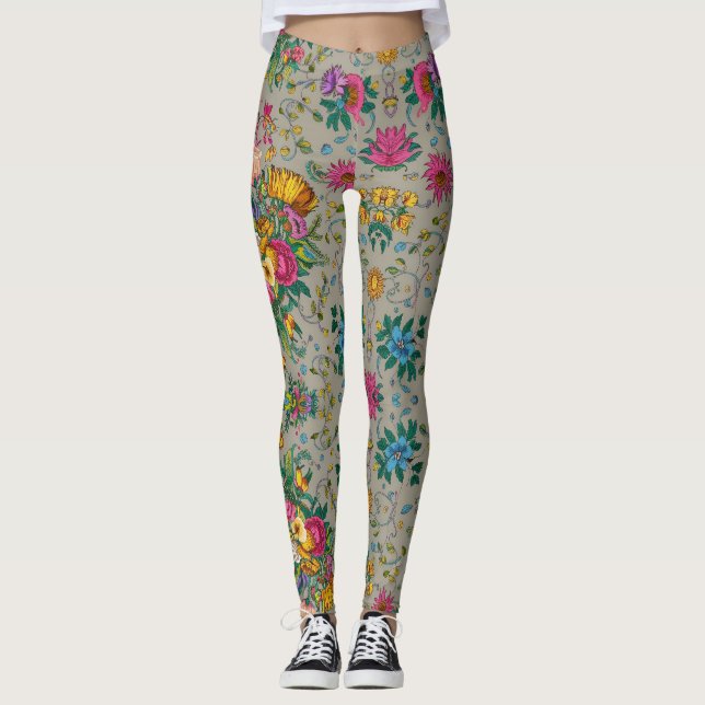 Leggings Moda Patrón floral multicolor (Anverso)