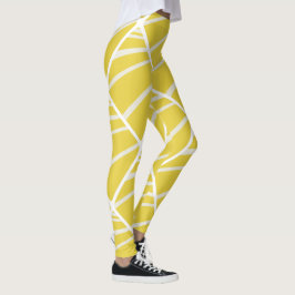 Leggings Moda Patrón geométrico blanco gris amarillo