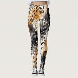 Leggings Moda Peach White Leopard Animal Print