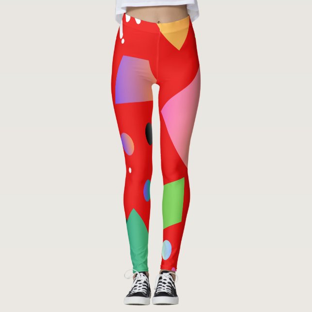Leggings Moda picante de fondo de chile rojo geométrico pre (Anverso)
