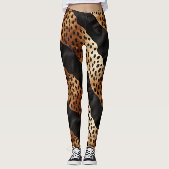 Leggings Moda Piel de vaca de Black Brown occidental (Anverso)