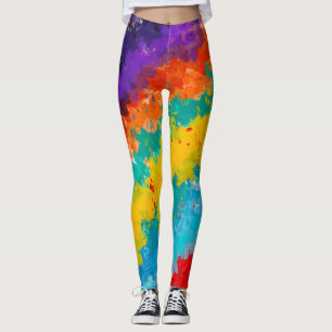Leggings Moda Pintura Arcoíris Efecto Color Splash