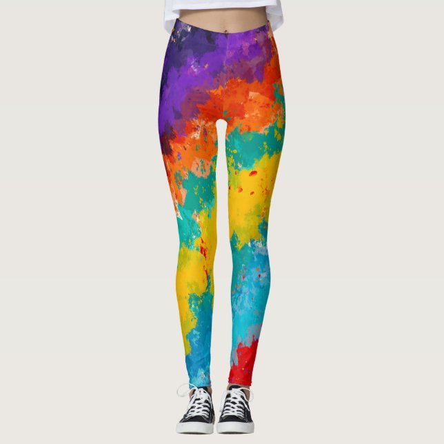 Leggings Moda Pintura Arcoíris Efecto Color Splash (Anverso)