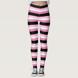 Leggings Moda rayas modernas rosadas, negras y blancas