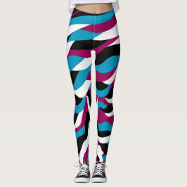 Leggings Moda Rep Retro Wavy Blue-Pink