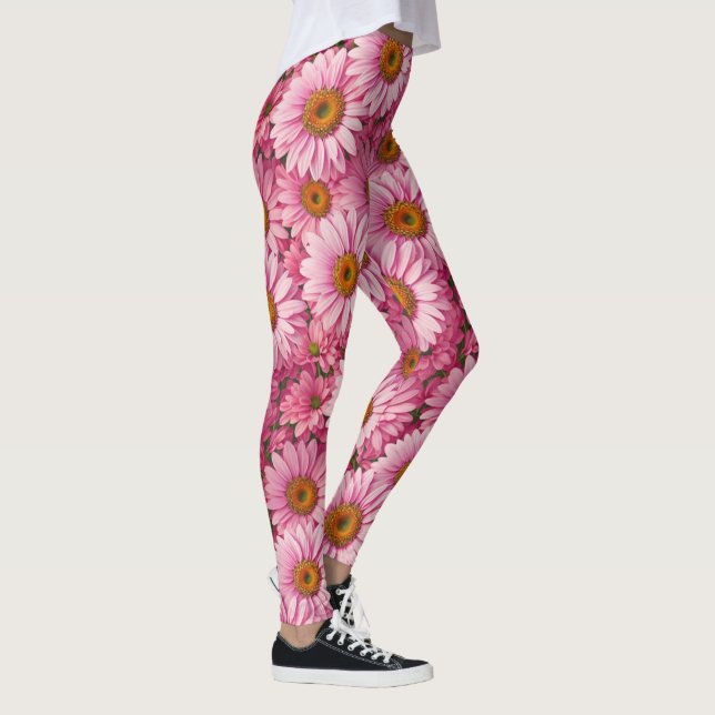 Leggings Moda retro boho patrón floral rosa (Derecha)
