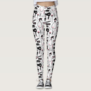 Leggings Moda Retro Pink Black Hair Salon Tools