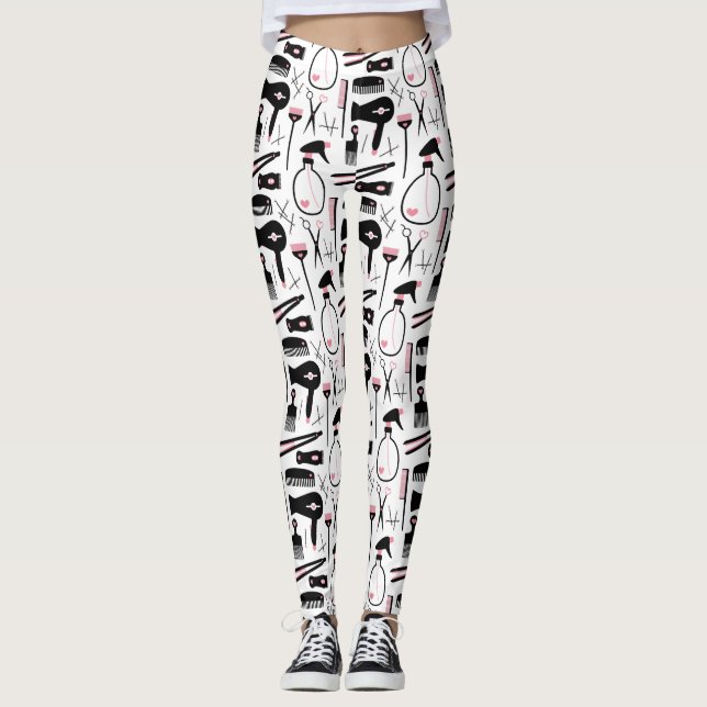 Leggings Moda Retro Pink Black Hair Salon Tools (Anverso)