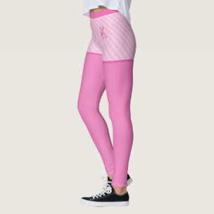 Leggings Moda rosa Vintage Gingham Pattern Personalizado Mo