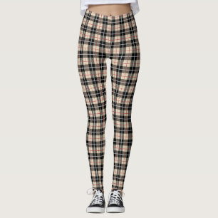 Leggings Moda Thompson Camel Tartan Plaid Pattern