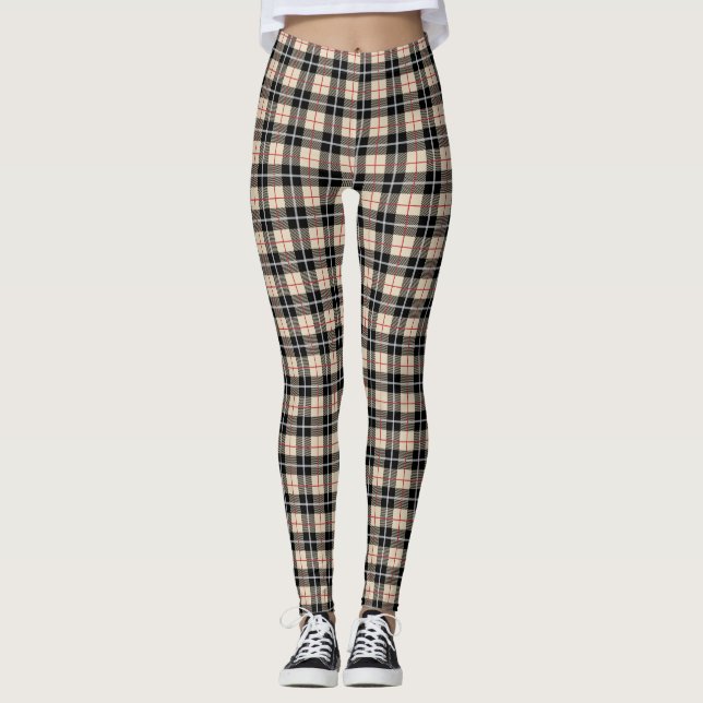 Leggings Moda Thompson Camel Tartan Plaid Pattern (Anverso)