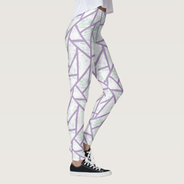 Leggings Modalidades de mosaico verde claro y lavanda (Derecha)