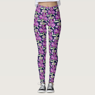 Leggings Modalidades florales de color morado