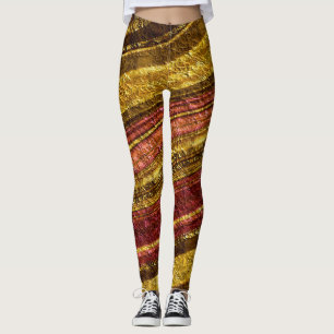 Leggings Modelo abstracto, marrón y amarillo, textura, roja