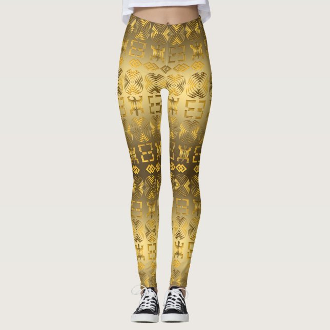 Leggings Modelo africano étnico con los simbols de Adinkra (Anverso)