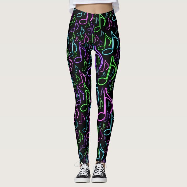 Leggings Modelo al azar dinámico de las notas del neón (Anverso)