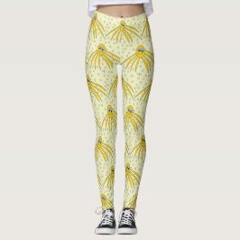 Leggings Modelo amarillo de la natación del pulpo de la