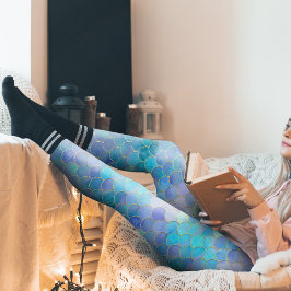 Leggings Modelo Aqua Pearlescent & Gold Mermaid