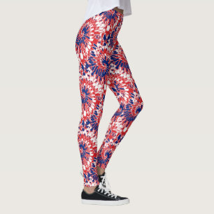 Leggings Modelo azul blanco rojo intrépido del teñido