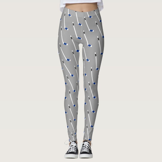Leggings Modelo azul del palillo del hockey sobre hielo (Anverso)