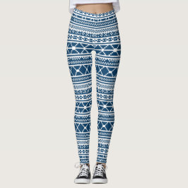 Leggings Modelo azul del punto del blanco del suéter justo
