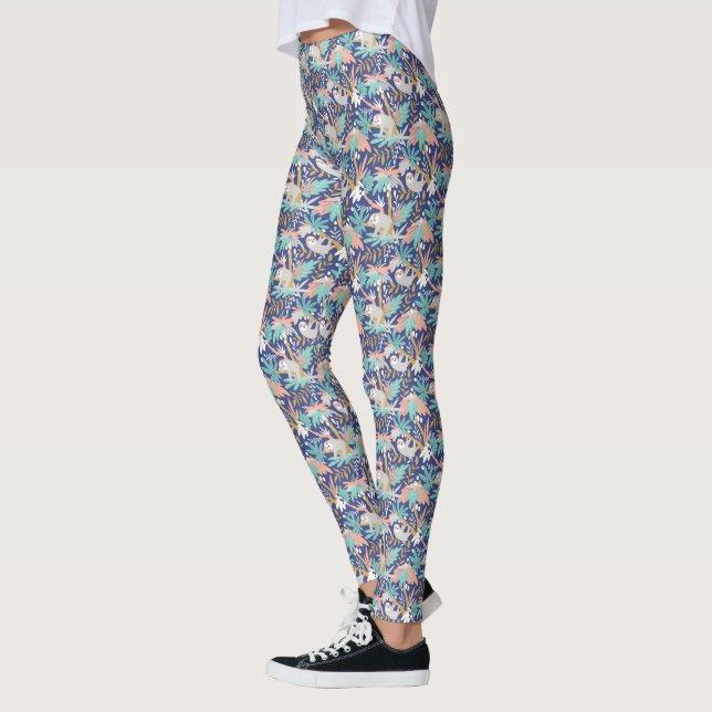 Leggings Modelo azul tropical de la pereza (Izquierda)
