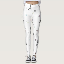 Leggings Modelo blanco de la torre Eiffel de París Francia