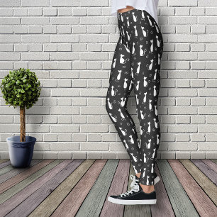 Leggings Modelo blanco de los gatos en negro