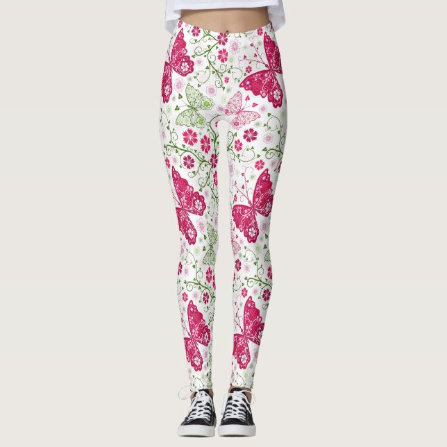 Leggings Modelo blanco floral (Anverso)